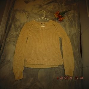 Ivory, wool blend, V-neck sweater